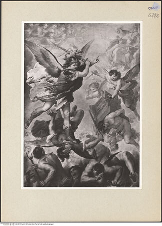 Vorderseite von Sopr. BAS NA [https://www.deutsche-digitale-bibliothek.de/content/lizenzen/rv-ez/] Der Erzengel Michael vertreibt die aufrührerischen Engel aus dem Himmel - Gesamtansicht, bh240612_recto. Foto.