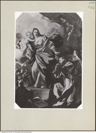 Vorderseite von Sopr. Gall. Napoli [https://www.deutsche-digitale-bibliothek.de/content/lizenzen/rv-ez/] Madonna mit dem Rosenkranz und mit Dominikanerheiligen - , bh240651_recto. Foto.