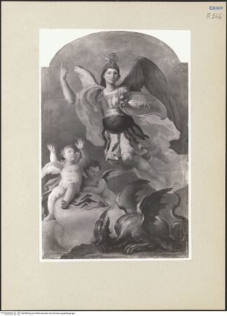 Vorderseite von Sopr. Gall. Napoli [https://www.deutsche-digitale-bibliothek.de/content/lizenzen/rv-ez/] Erzengel Michael mit dem Drachen - , bh240652_recto. Foto.