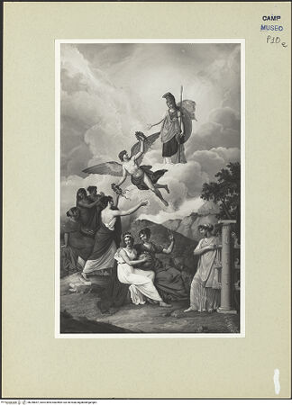 Vorderseite von Sopr. BAS NA [https://www.deutsche-digitale-bibliothek.de/content/lizenzen/rv-ez/] Minerva preist die Geisteswissenschaften - Gesamtansicht, bh240657_recto. Foto.