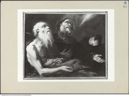 Vorderseite von Museum [https://www.deutsche-digitale-bibliothek.de/content/lizenzen/rv-ez/] Die Einsiedler Paulus und Antonius mit dem Raben - , bh240766_recto. Foto.