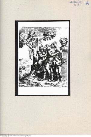 Vorderseite von  [http://creativecommons.org/publicdomain/mark/1.0/] Pan, eine Nymphe und Cupido - , bh240914. Foto.