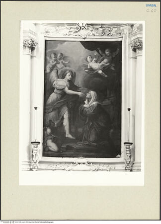 Vorderseite von Getty Research Institute? [https://www.deutsche-digitale-bibliothek.de/content/lizenzen/rv-ez/] Die heilige Angela von Foligno erhält die himmlische Eucharistie - Gesamtansicht, bh241336_recto. Foto: Hutzel, Max.