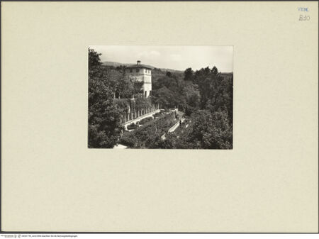 Vorderseite von  [https://rightsstatements.org/page/CNE/1.0/] Villa Godi Malinverni - Garten all'italiana und Park, bh241732_recto. Foto.