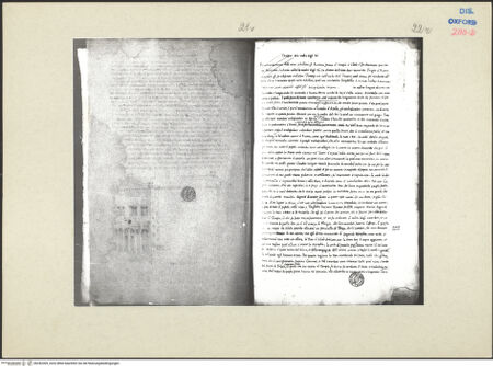 Vorderseite von Kunsthistorisches Institut der Universität Wien [https://www.deutsche-digitale-bibliothek.de/content/lizenzen/rv-ez/] Ms. Canon. Ital. 138: Pirro Ligorio, Libri delle AntichitàLeerseite und Textseite - 21 v & 22 r, bh242309_recto. Foto.