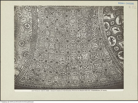 Vorderseite von Alinari [https://www.deutsche-digitale-bibliothek.de/content/lizenzen/rv-ez/] Mosaik mit geometrischen Figuren (Rauten, Sterne), Perlschnüren und Delfinen - , bh242921_recto. Foto.