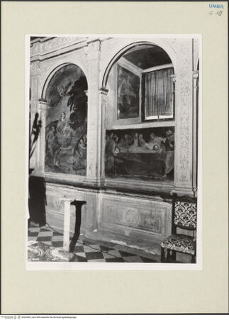 Vorderseite von Getty Research Institute [https://www.deutsche-digitale-bibliothek.de/content/lizenzen/rv-ez/] Santuario della Madonna di MongiovinoChor mit halbrunder Apsis - Teilansicht der Südwand, bh243083_recto. Foto: Hutzel, Max.