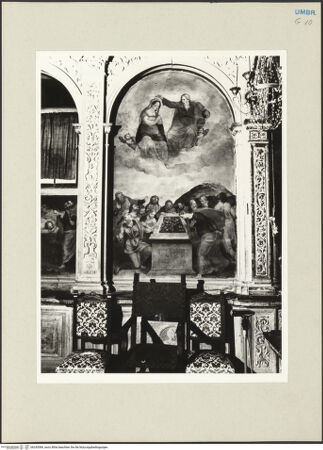 Vorderseite von Getty Research Institute [https://www.deutsche-digitale-bibliothek.de/content/lizenzen/rv-ez/] Szenen aus dem Leben Marias und ihrer AhnenMarienkrönung durch Gottvater - Gesamtansicht, bh243084_recto. Foto: Hutzel, Max.