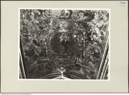 Vorderseite von Getty Research Institute [https://www.deutsche-digitale-bibliothek.de/content/lizenzen/rv-ez/] Marienkrönung und Engelschar mit den Arma Christi, Propheten und Sibyllen in der Apsiskalotte - Ansicht der Marienkrönung, Zustand nach dilettantischer Restaurierung, bh243087_recto. Foto: Hutzel, Max.