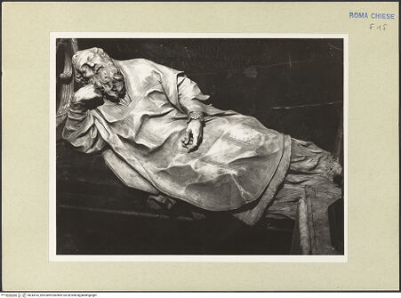 Vorderseite von Bibliotheca Hertziana [https://www.deutsche-digitale-bibliothek.de/content/lizenzen/rv-fz/] KapellenaussstattungGrabmonument des Bernardino Spada - Liegefigur, bh243510_recto. Foto: Rigamonti.