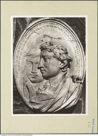 Vorderseite von Bibliotheca Hertziana [https://www.deutsche-digitale-bibliothek.de/content/lizenzen/rv-fz/] KapellenaussstattungMedaillon mit Büsten des Petrus und Serronus Spada - , bh243515_recto. Foto: Rigamonti.