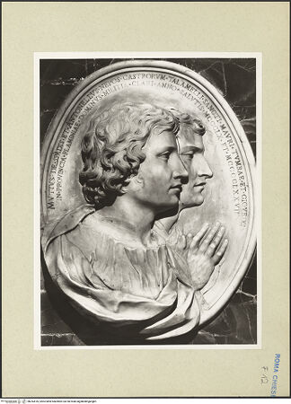 Vorderseite von Bibliotheca Hertziana [https://www.deutsche-digitale-bibliothek.de/content/lizenzen/rv-fz/] KapellenaussstattungMedaillon mit Büsten des Mutius und Antonellus Spada - , bh243516_recto. Foto: Rigamonti.