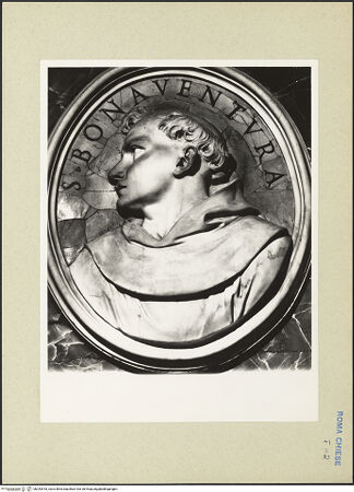 Vorderseite von Bibliotheca Hertziana [https://www.deutsche-digitale-bibliothek.de/content/lizenzen/rv-fz/] KapellenaussstattungMedaillon mit Büste des heiligen Bonaventura - , bh243518_recto. Foto: Rigamonti.