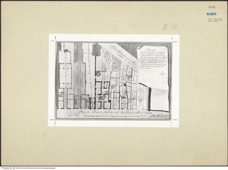 Vorderseite von Istituto di Archeologia e Storia dell'Arte (?) [http://creativecommons.org/publicdomain/mark/1.0/] Palazzo Gaddi-Niccolini-Amici, Rom, Grundriss der Grundstücksbebauung - , bh244115_recto. Foto.