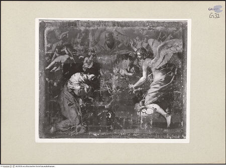 Vorderseite von Sopr. BAS NA [https://www.deutsche-digitale-bibliothek.de/content/lizenzen/rv-ez/] Kassettendecke mit Szenen aus dem Neuen TestamentVerkündigung - Gesamtansicht, bh244230_recto. Foto.