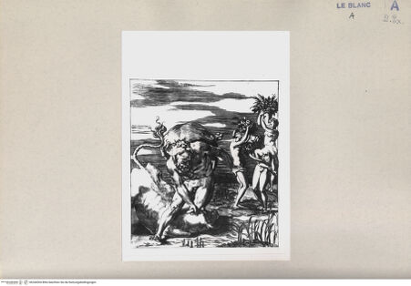 Vorderseite von  [http://creativecommons.org/publicdomain/mark/1.0/] Herkules überquert den Fluß Achibous in der Gestalt eines Stieres - , bh244304. Foto.