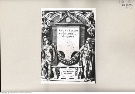 Vorderseite von Bibliotheca Hertziana [http://creativecommons.org/publicdomain/mark/1.0/] Amori sdegni et gielosie di GiunoneTitelblatt (Blatt 1) - , bh246043. Foto.