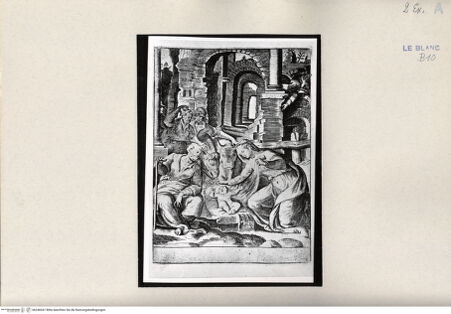 Vorderseite von Bibliotheca Hertziana [http://creativecommons.org/publicdomain/mark/1.0/] "Passio Domini Jesu Christi.Julii Bonasonis Opus"Die Geburt Christi (Blatt 5) - , bh246047. Foto.