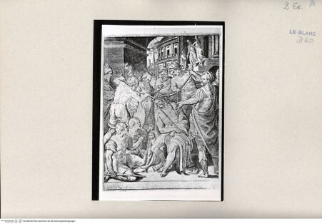 Vorderseite von Bibliotheca Hertziana [http://creativecommons.org/publicdomain/mark/1.0/] "Passio Domini Jesu Christi.Julii Bonasonis Opus"Die Dornenkrönung (Blatt 17) - , bh246049. Foto.