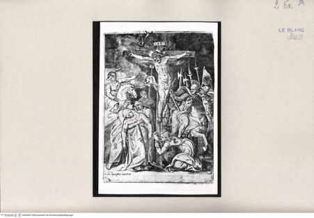 Vorderseite von Bibliotheca Hertziana [http://creativecommons.org/publicdomain/mark/1.0/] "Passio Domini Jesu Christi.Julii Bonasonis Opus"Die Kreuzigung (Blatt 20) - , bh246051. Foto.