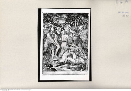 Vorderseite von Bibliotheca Hertziana [http://creativecommons.org/publicdomain/mark/1.0/] "Passio Domini Jesu Christi.Julii Bonasonis Opus"Die Gefangennahme (Blatt 12) - , bh246053. Foto.