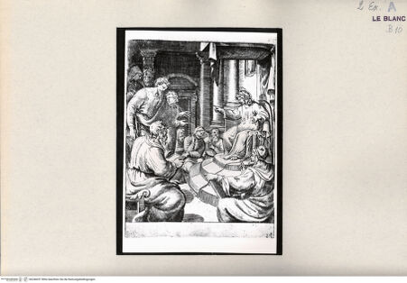 Vorderseite von Bibliotheca Hertziana [http://creativecommons.org/publicdomain/mark/1.0/] "Passio Domini Jesu Christi.Julii Bonasonis Opus"Der zwölfjährige Jesus im Tempel (Blatt 7) - , bh246057. Foto.