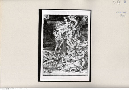 Vorderseite von Bibliotheca Hertziana [http://creativecommons.org/publicdomain/mark/1.0/] "Passio Domini Jesu Christi.Julii Bonasonis Opus"Die Kreuzabnahme (Blatt 21) - , bh246058. Foto.