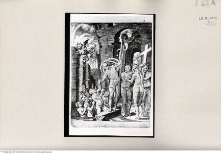 Vorderseite von Bibliotheca Hertziana [http://creativecommons.org/publicdomain/mark/1.0/] "Passio Domini Jesu Christi.Julii Bonasonis Opus"Christus im Limbus (Blatt 24) - , bh246060. Foto.