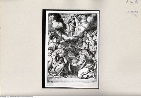 Vorderseite von Bibliotheca Hertziana [http://creativecommons.org/publicdomain/mark/1.0/] "Passio Domini Jesu Christi.Julii Bonasonis Opus"Mariae Himmelfahrt (Blatt 27) - , bh246061. Foto.