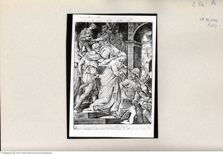 Vorderseite von Bibliotheca Hertziana [http://creativecommons.org/publicdomain/mark/1.0/] "Passio Domini Jesu Christi.Julii Bonasonis Opus"Christus wird den Juden ausgeliefert (Blatt 15) - , bh246113. Foto.