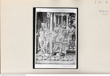 Vorderseite von Bibliotheca Hertziana [http://creativecommons.org/publicdomain/mark/1.0/] "Passio Domini Jesu Christi.Julii Bonasonis Opus"Die Geißelung Christi (Blatt 16) - , bh246115. Foto.