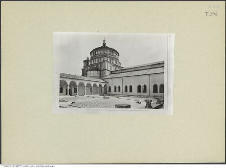 Vorderseite von ICCD [https://www.deutsche-digitale-bibliothek.de/content/lizenzen/rv-ez/] Santa Maria delle GrazieChiostro Grande - Ansicht von Nordwesten (nach der Rekonstruktion), bh247929_recto. Foto.