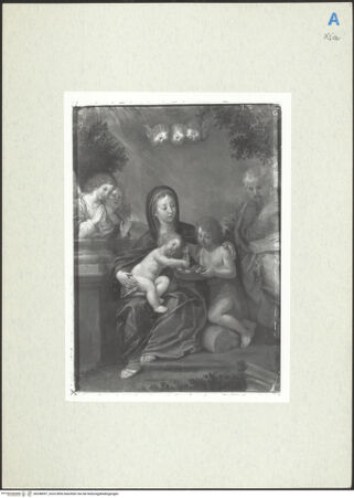 Vorderseite von Szépmüvészeti Múzeum [https://www.deutsche-digitale-bibliothek.de/content/lizenzen/rv-ez/] Madonna mit Kind und dem Johannesknaben umgeben von Engeln - , bh248097_recto. Foto.