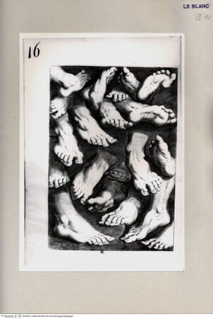 Vorderseite von  [http://creativecommons.org/publicdomain/mark/1.0/] G.Franco(ed.), "De excellentia et nobilitate delineationis", Venezia 1611)Blatt 16: Fusstudien - , bh248231. Foto.