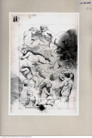 Vorderseite von Bibliotheca Hertziana [http://creativecommons.org/publicdomain/mark/1.0/] G.Franco(ed.), "De excellentia et nobilitate delineationis", Venezia 1611)Blatt 11: Studien zu Putti in Bewegung - , bh248248. Foto.