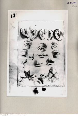 Vorderseite von  [http://creativecommons.org/publicdomain/mark/1.0/] G.Franco(ed.), "De excellentia et nobilitate delineationis", Venezia 1611)Blatt 12: Studie: Ohren, Augen etc. - , bh248249. Foto.