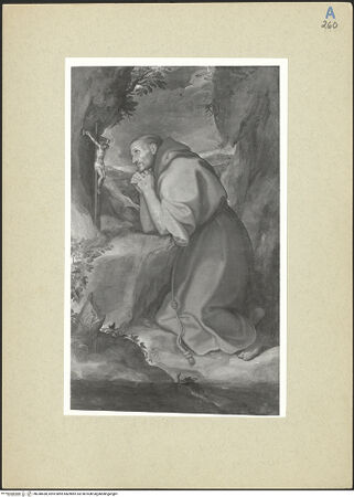 Vorderseite von Amministrazione Colonna [https://www.deutsche-digitale-bibliothek.de/content/lizenzen/rv-ez/] Franz von Assisi im Gebet vor einem Kruzifix - Gesamtansicht, bh248438_recto. Foto.