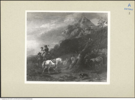 Vorderseite von Amministrazione Colonna [https://www.deutsche-digitale-bibliothek.de/content/lizenzen/rv-ez/] Landschaft mit Falkner - Gesamtansicht, bh248531_recto. Foto.