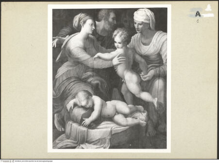 Vorderseite von Amministrazione Colonna [https://www.deutsche-digitale-bibliothek.de/content/lizenzen/rv-ez/] Die Heilige Familie mit Elisabeth und dem Johannesknaben - Gesamtansicht, bh248624_recto. Foto.