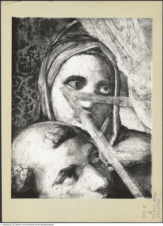 Vorderseite von Musei Vaticani [https://www.deutsche-digitale-bibliothek.de/content/lizenzen/rv-ez/] Das Jüngste Gericht - Kopf hinter dem hl. Laurentius, bh248951_recto. Foto.