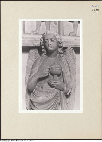 Vorderseite von Courtauld Institute of Art [https://www.deutsche-digitale-bibliothek.de/content/lizenzen/rv-ez/] Grabmal des Bischofs Bartolomeo BrancaccioTugenden - Fides, Detail: Kopf, bh252634_recto. Foto.