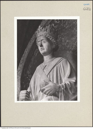 Vorderseite von Courtauld Institute of Art [https://www.deutsche-digitale-bibliothek.de/content/lizenzen/rv-ez/] Grabmal des Königs Ladislaus (gest. 1414)König Ladislaus, Königin Johanna II. und vier Tugenden - Ladislaus, Detail, Büste, bh252648_recto. Foto.