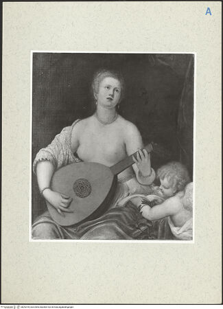Vorderseite von Mus.Belle.Arti Budapest [https://www.deutsche-digitale-bibliothek.de/content/lizenzen/rv-ez/] Lautenspielerin mit Amorette (Allegorie der Musik) - Gesamtansicht, bh253155_recto. Foto.