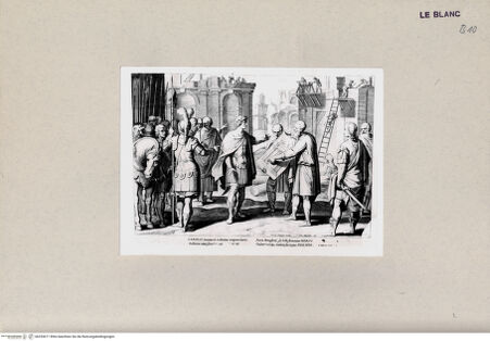 Vorderseite von  [http://creativecommons.org/publicdomain/mark/1.0/] Kartl V. läßt nach seiner Abdankung Klöster bauen (Blatt 6 aus der Serie von 8 Blatt über dieTaten Kaiser Karls V., gestochen mit J. de Gheyn) - , bh253671. Foto.