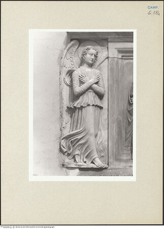 Vorderseite von Courtauld Institute of Art [https://www.deutsche-digitale-bibliothek.de/content/lizenzen/rv-ez/] Grablegung Christi (und Engel) - Engel links (15. Jh.?), bh254218_recto. Foto.