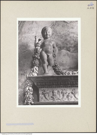 Vorderseite von Courtauld Institute of Art [https://www.deutsche-digitale-bibliothek.de/content/lizenzen/rv-ez/] Altar der Anbetung des ChristuskindesFestonhaltende Putti - Detail: 1. Putto, bh254243_recto. Foto.