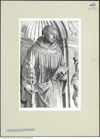 Vorderseite von Courtauld Institute [https://www.deutsche-digitale-bibliothek.de/content/lizenzen/rv-ez/] HauptaltarHauptregister - Der heilige Antonius von Padua, Detail, bh254307_recto. Foto.