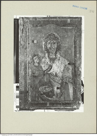 Vorderseite von ICCD [https://www.deutsche-digitale-bibliothek.de/content/lizenzen/rv-ez/] Madonna mit Kind - Detail, während der Restaurierung, bh254661_recto. Foto.