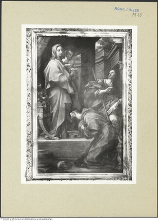 Vorderseite von ICCD (GFN) [https://www.deutsche-digitale-bibliothek.de/content/lizenzen/rv-ez/] Madonna mit den Heiligen Franziskus und Jakobus - Gesamtansicht, bh254672_recto. Foto.