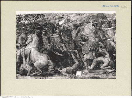 Vorderseite von unbekannt [https://www.deutsche-digitale-bibliothek.de/content/lizenzen/rv-fz/] Szenen aus dem Leben von Papst Paul III.Der Sieg über Tunis 1535, Allegorien der Fortitudine und der Taufe der Ungläubigen - zentrale Szene der Nordwand, bh254681_recto. Foto: Keaveney.